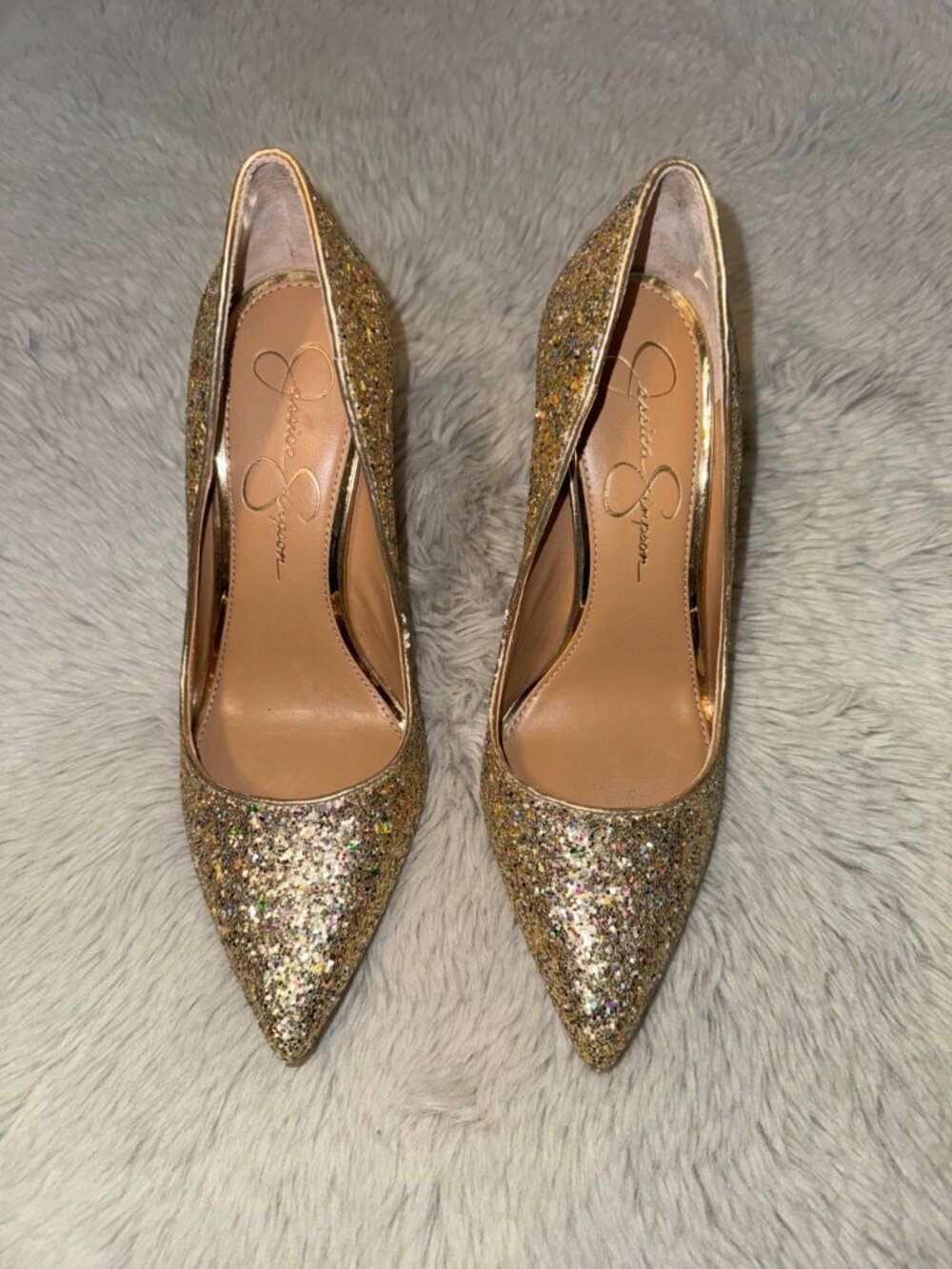 Jessica Simpson Prizma Gold Glitter Pumps US 7 - Picture 2 of 4
